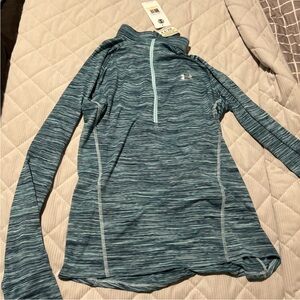 Under Armour Teal Striped Quarter-Zip Top
